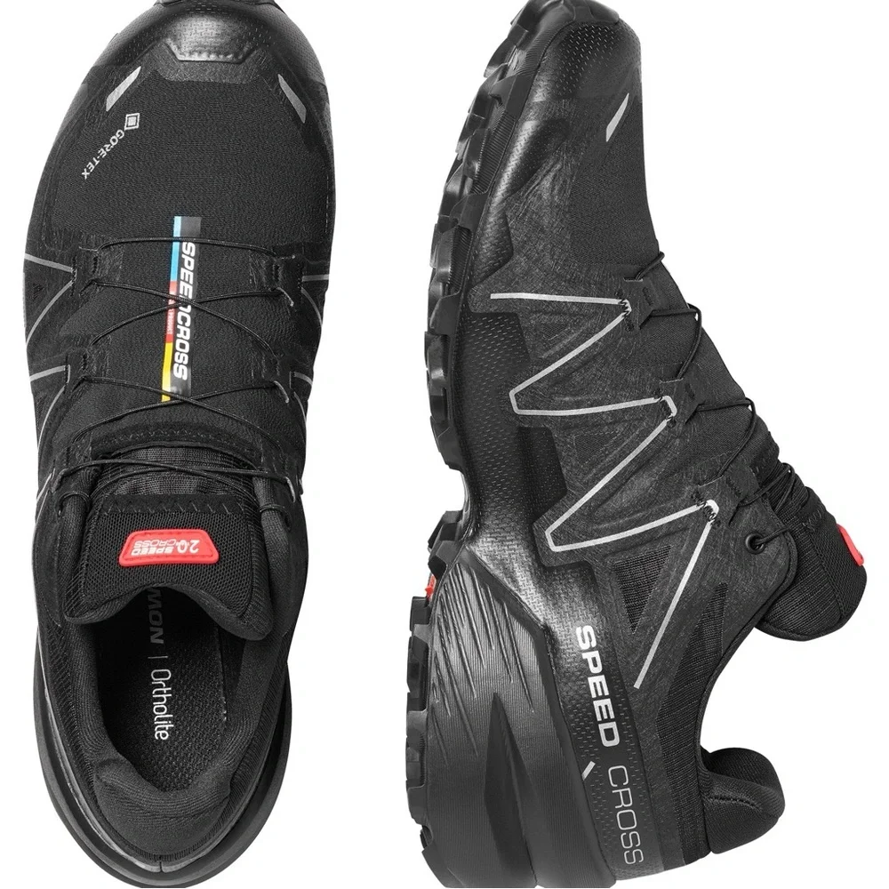 Salomon Speedcross 3 Trail Running Shoes Size 9 Black Blue Quicklace - Picture 8 of 12